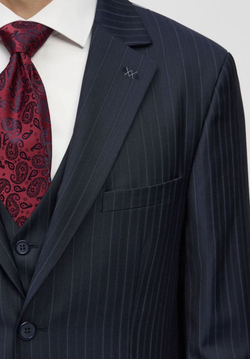 Мужской костюм тройка в полоску (темно-синий) А53