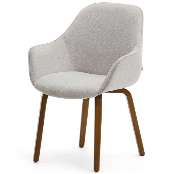 Стул Aleli, бежевый шенилл, ножки орех