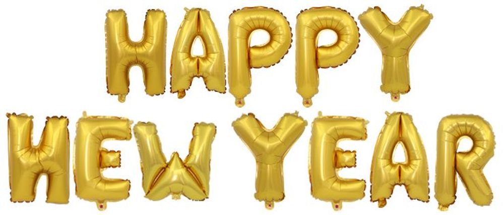 Растяжка "Happy New Year" Золото