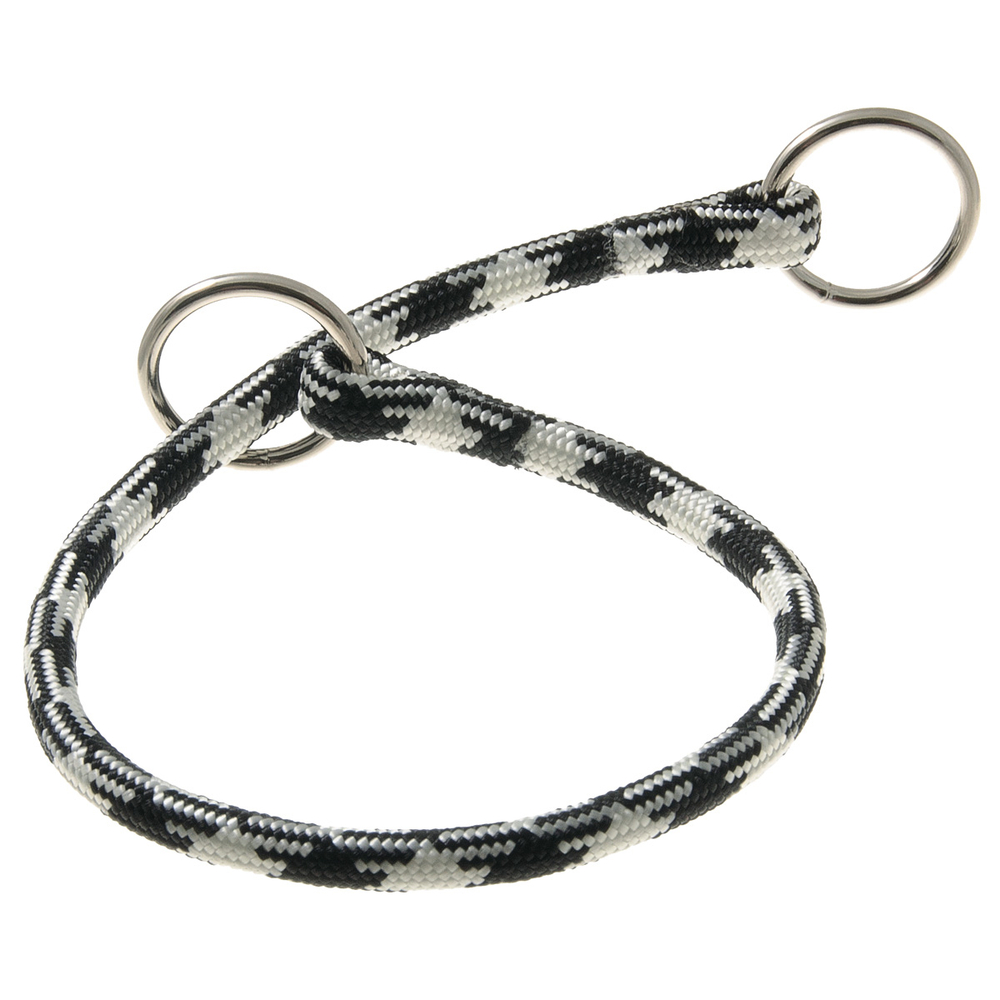 V.I.PET Ошейник-удавка с 2-я кольцами круглый 8 мм "Арлекин", черно-белый