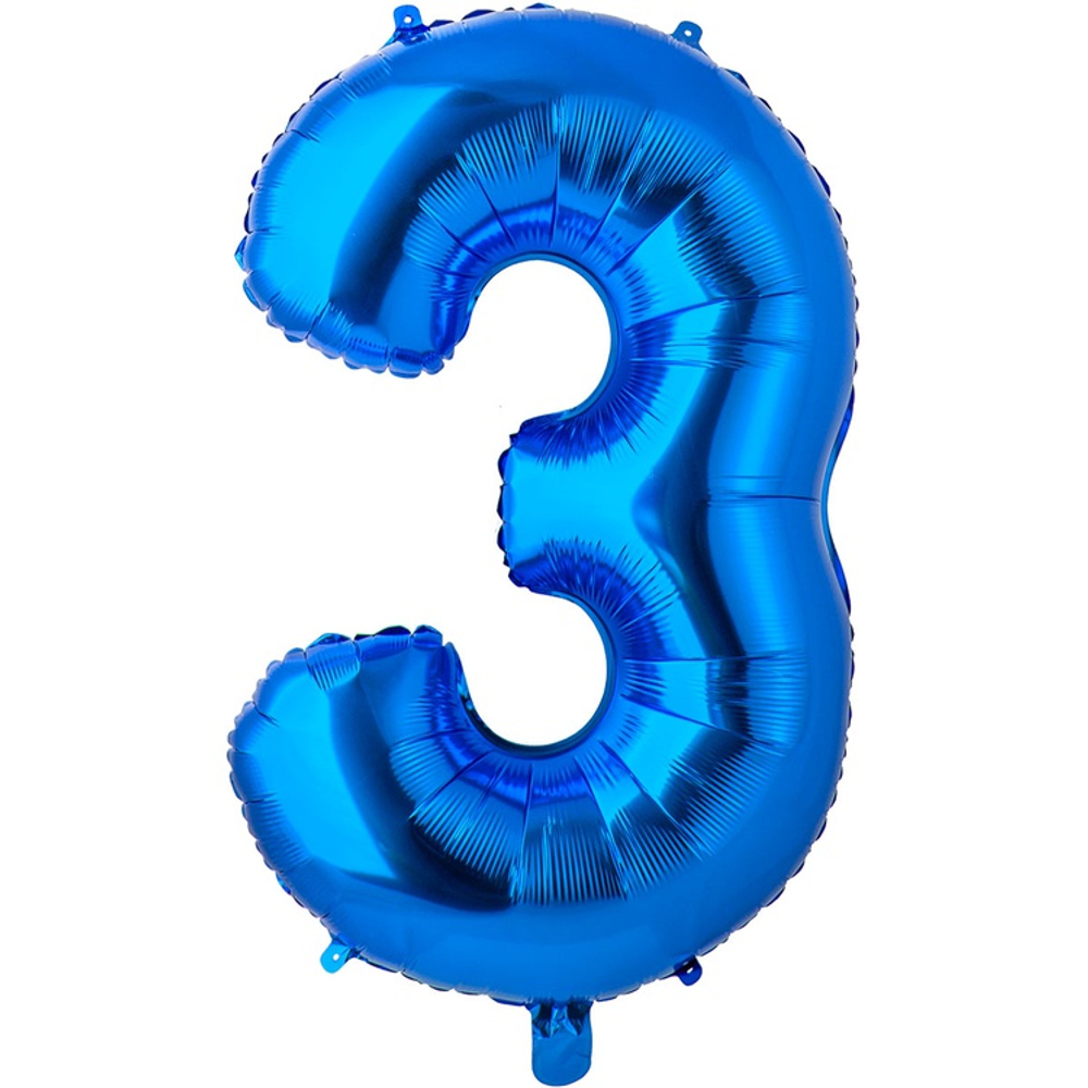 Шар фольгированный Цифра 3 66 см (Синий)