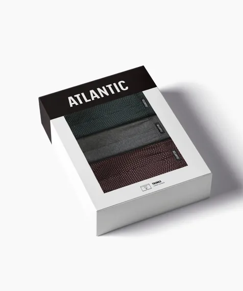 Трусы мужские боксеры (3шт), Atlantic 3MH-218, хлопок, изумрудный + темно-серый меланж + баклажан