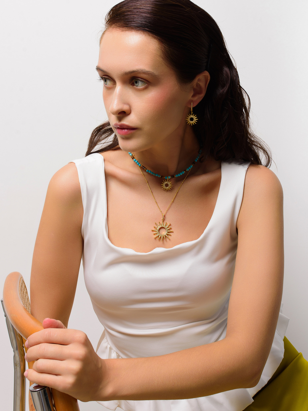 Серьги Sun Royal Brown Gold