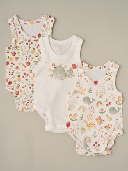 Боди-маечка, 3шт, "Китенок/ягодки/игрушки"