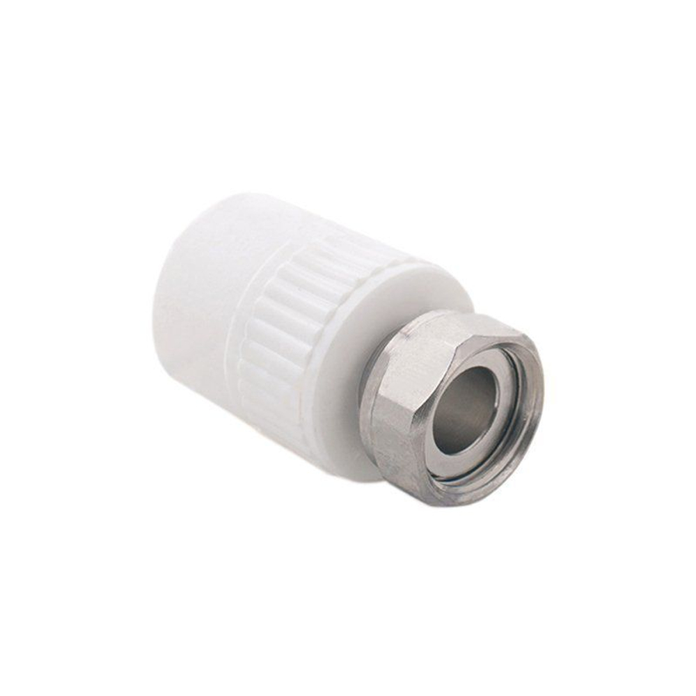 Муфта комбинированная ПП 32-1 1/4'' PN 25, с накидной гайкой, белая, РосТурПласт 14620