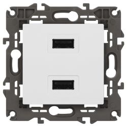 14-4110-01 ЭРА Устройство зарядное USB, 230В/5В-2100мА, IP20, Эра Elegance, белый