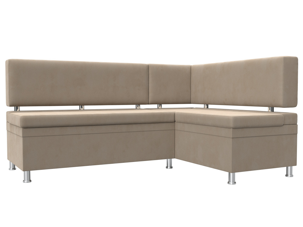 Диван кухонный угловой Стайл правый угол, Бежевый, Велюр, 111658