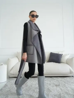 Жилетка удлиненная меховая оверсайз