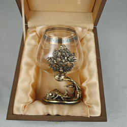 Бокал для коньяка "Охота на кабана" в подарочном футляре