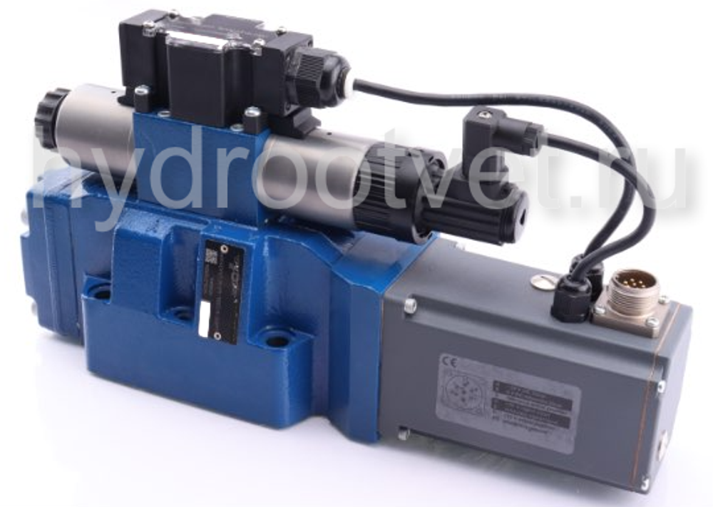 4WRTE16E1-125L-4X/6EG24K31/A1M - Пропорциональный быстродействующий распределитель с обратной связью по положению золотника и со встроенным усилителем (OBE), Ду16, A1 = ±10 В, номинальный расход 125 л/мин, схема E1-, каналы управления X и Y = внешние