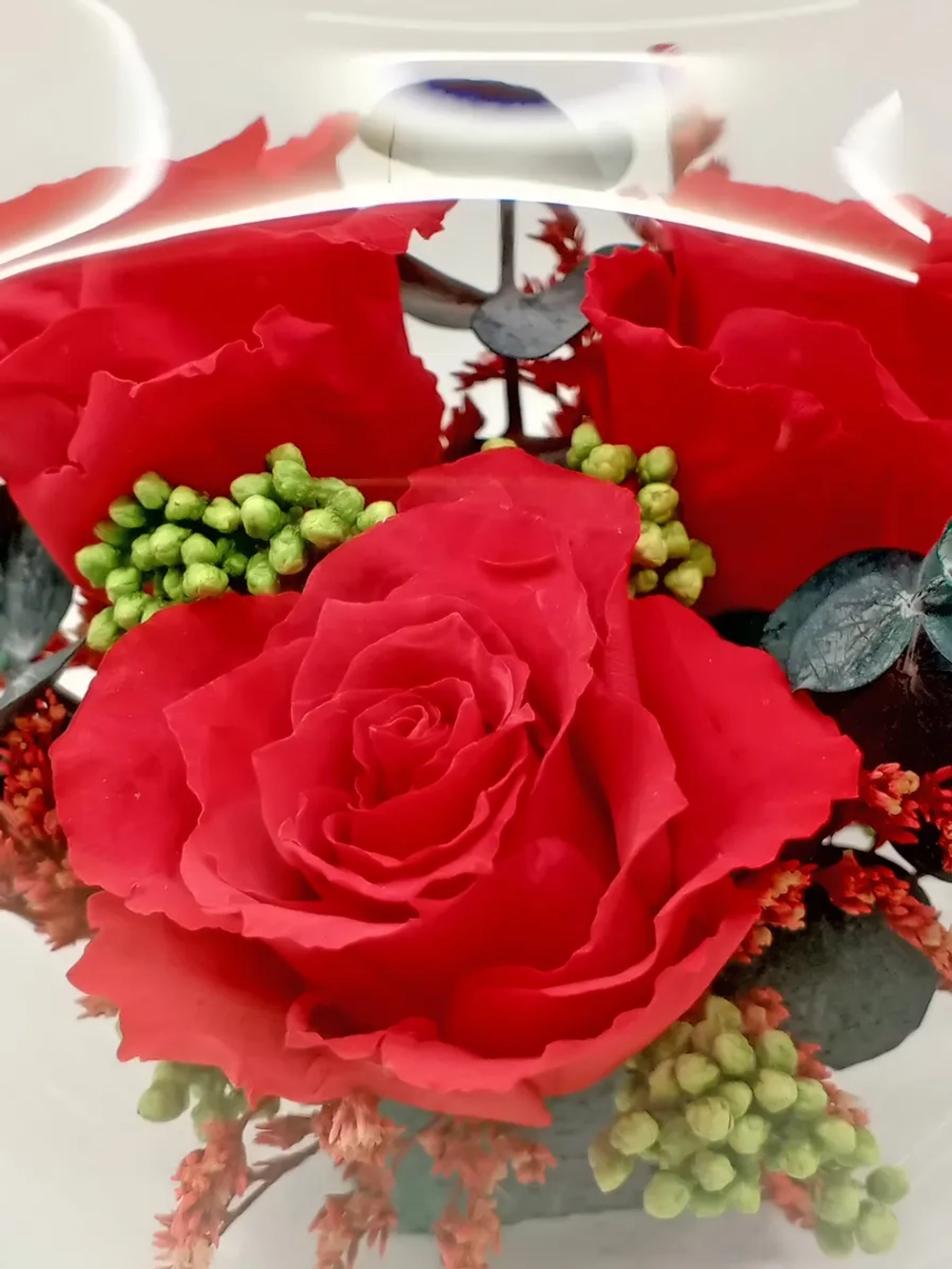 натуральные кустовые розы в стекле, вакуум