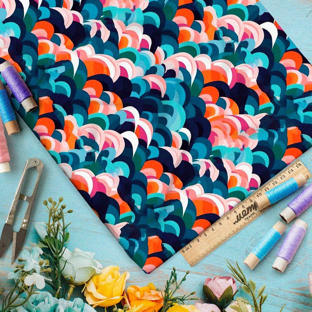 Ткань премиум шелк искусственный Армани чудесные приключения