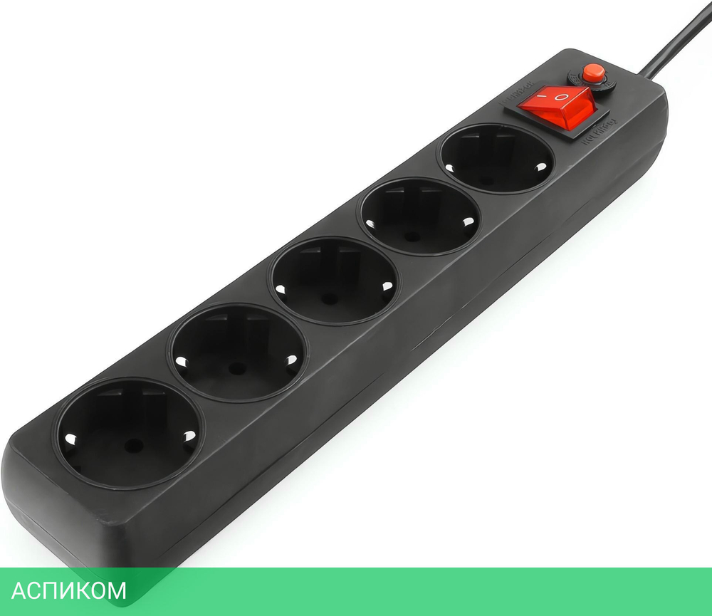 Сетевой фильтр Гарнизон ЕНLB-4 0,5 м 5 р черный