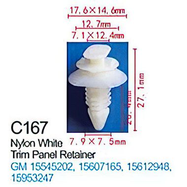 Клипса для крепления внутренней обшивки а/м GM пластиковая (100шт/уп.) Forsage клипса C0167( GM )