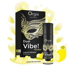 Съедобный гель с вибрацией Orgie DUAL VIBE! со вкусом коктейля LEMON GIN AND TONIC 15мл