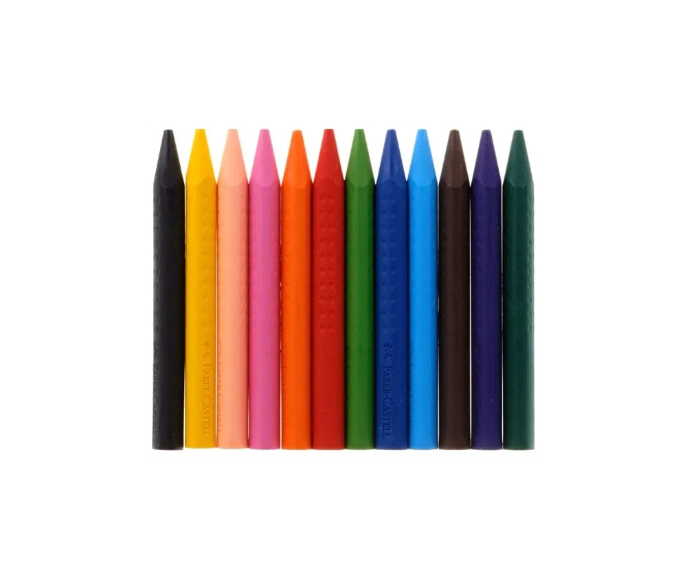 Мелки воск. 12 цв. Faber-Castell трехгранные стирающие к/к 122520
