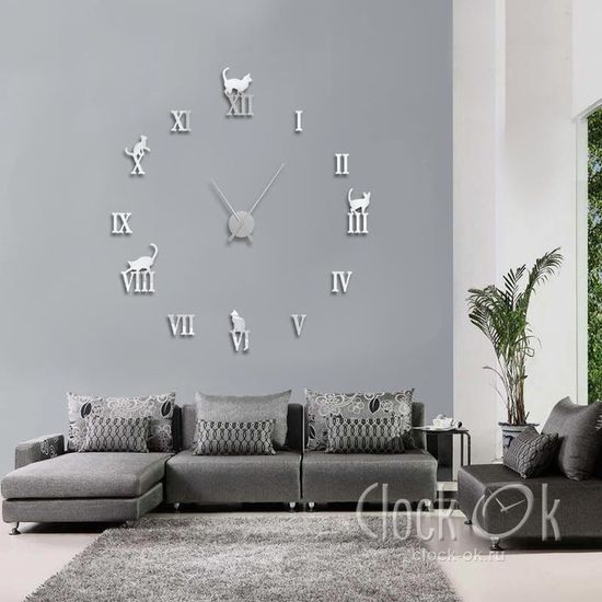 Настенные 3D часы Charm Cat