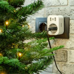 USH-A103 1G-UC-WF WHITE Умная розетка Wi-Fi. 2USB+Type-C 5В. 2.4A. 16A. До 3680Вт. Голосовое управление+приложение UnielSmart. TM Uniel