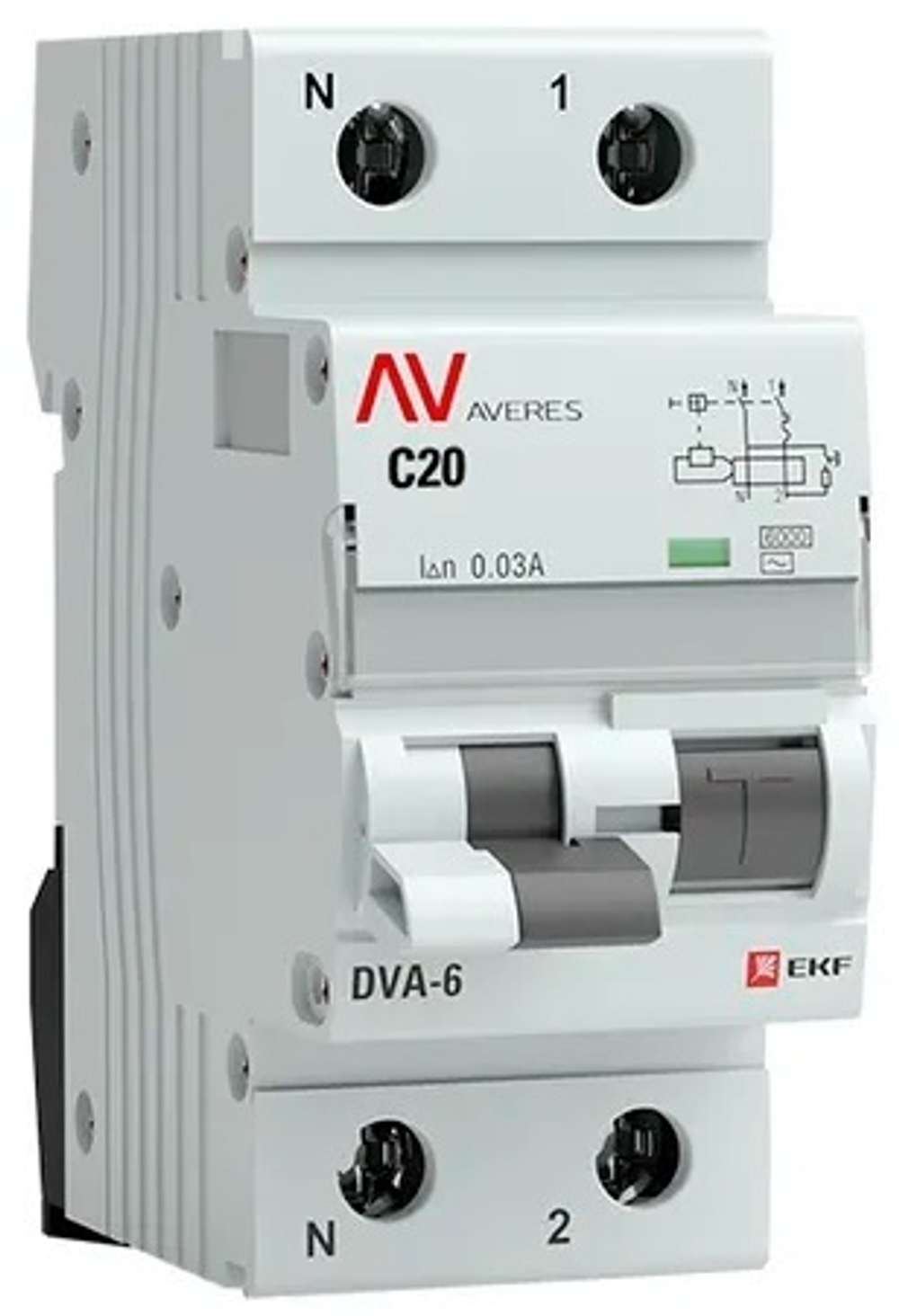 Автомат дифференциальный EKF rcbo6-1pn-20C-30-ac-av