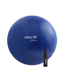 БЕЗ УПАКОВКИ Фитбол STARFIT GB-109 антивзрыв, 1500 гр, с ручным насосом, темно-синий, 85 см