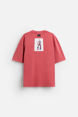 ZARA ФУТБОЛКА С КОНТРАСТНОЙ НАШИВКОЙ, КРАСНЫЙ