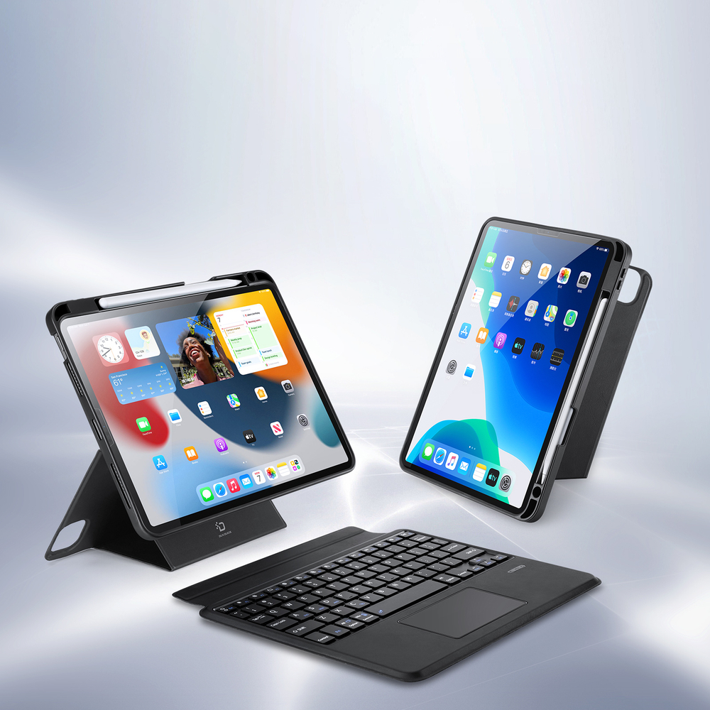 Чехол подставка с клавиатурой (RUS) от Dux Ducis для iPad Air 11 (2024-2025), iPad Air 4 и 5, iPad Pro 11 (2018-2020, 2021, 2022), серия DK Series Keyboard, русская клавиатура с подсветкой