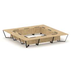 Steel Meet Стол переговорный квадратный KD-PR.B.SP-24K Тиквуд Светлый/Металл Черный 4800*4800*750