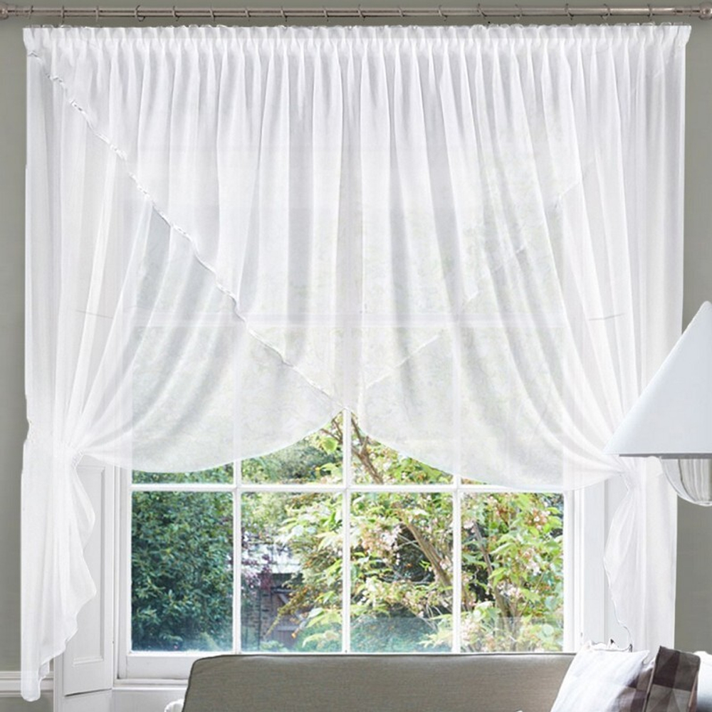 Занавеска "Ф. ДУО", цвет белый, на шторной ленте, Польша.