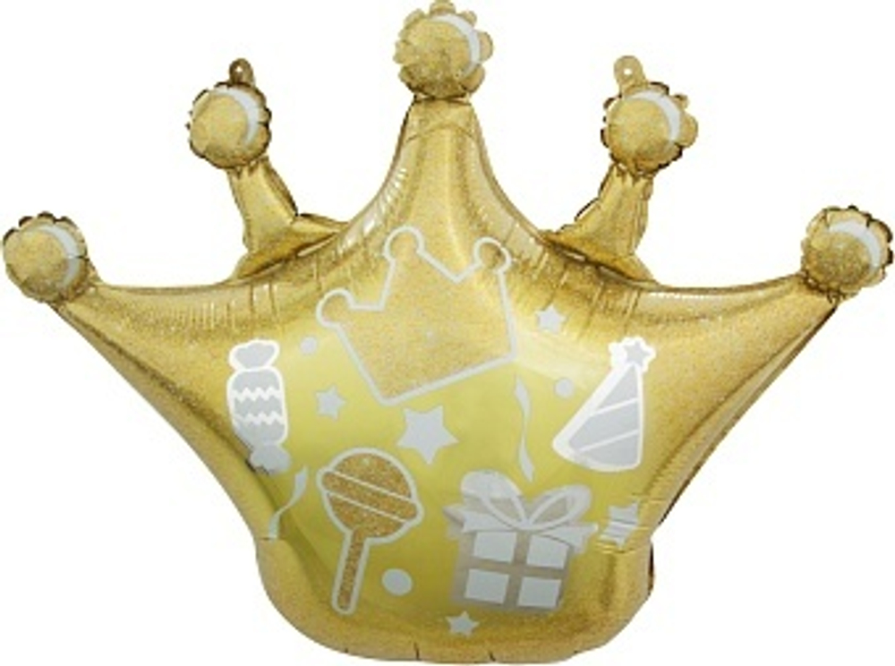 Шар фольга Фигура Корона, сверкающие искры 30''/76 см с гелием