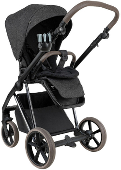 Детская коляска Roan Sol Vintage Luxury 2.0 3 в 1 с автокреслом Tutis Elo Lux EduSky Grey PIX/55/D Pixel/Dark/Nickel/руч.Cappuccino