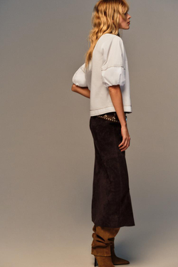 ZARA РУБАШКА С ДЕКОРАТИВНОЙ СТРОЧКОЙ И РУКАВАМИ-БУФАМИ, БЕЛЫЙ