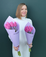 Монобукет из розовых тюльпанов,9шт(00147)