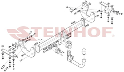 Фаркоп Steinhof R-048 для Nissan X-Trail T32 2014-, Renault Koleos II 2016-(паспорт и сертификат в комплекте)(без электрики)