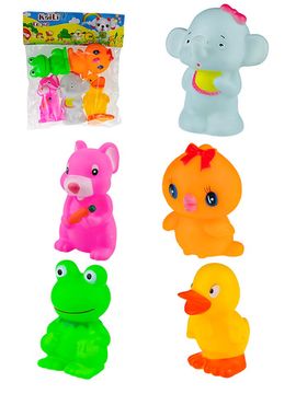 Пищалки для купания "Животные игрушки" в пакете, 5 предметов