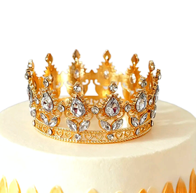 Корона для торта СРЕДНЯЯ золото-белый 7,5х4,5 см