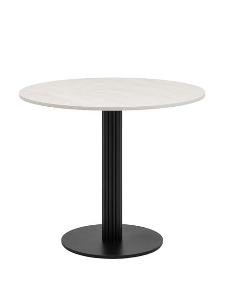 Стол круглый Фризбин D90, столешница МДФ ледяной камень, основание металл черный