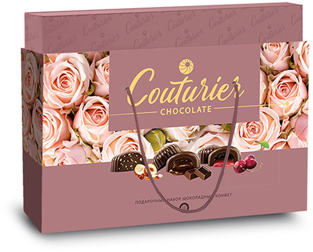 Набор шоколадных конфет Нежные Розы (Крем-шоколад, Помадно-вишневая, Трюфель с дробленым фундуком) 320г