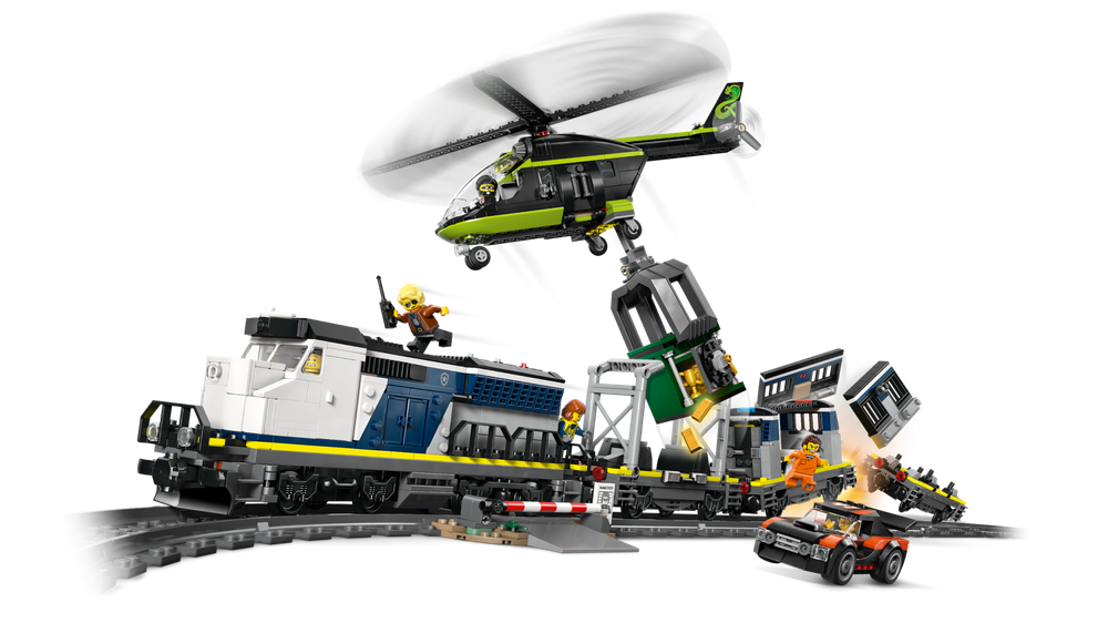Конструктор LEGO City Ограбление полицейского поезда 60508 | LEGO City Police Train Heist набор 1313 деталей | 7+