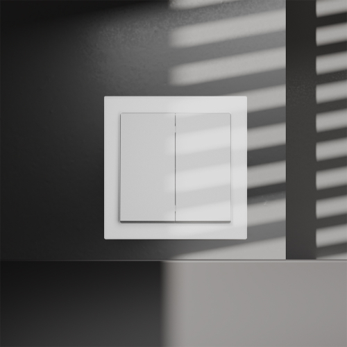 Перекрестный переключатель встраиваемый VOLTUM S70 двухклавишный 10А, (белый матовый)