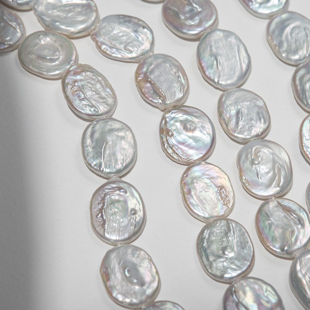 Жемчуг культивированный в форме овала, серый, 17*14мм