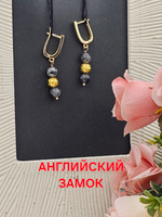 Колье ручной работы из натурального лабрадора и лавы "Нефертити"