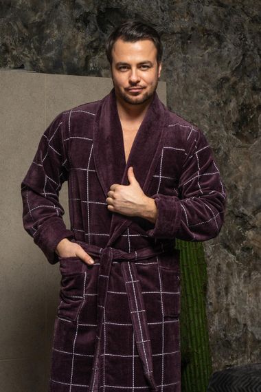 Мужской махровый халат Kevin, баклажан POLENS