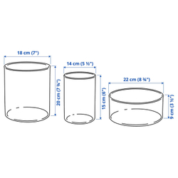IKEA CYLINDER  (ИКЕА СЙЛИНДЕР)  -  Кувшин/чаша, 3 штуки, прозрачное стекло