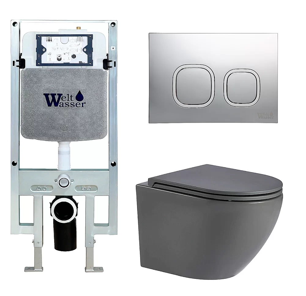 Унитаз с инсталляцией WeltWasser AMBERG 497 ST + MERZBACH 043 MT-GR + AMBERG RD-CR