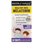 Mason Natural, мелатонин для детей от 4 лет, с фруктовым вкусом, 60 таблеток (500 мкг в 1 таблетке)