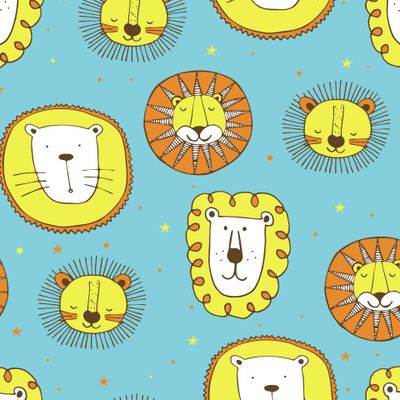 Забавные львята на бирюзовом фоне со звездами