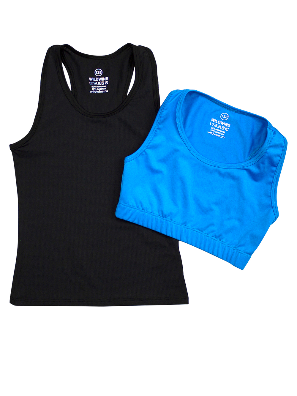 Комплект борцовка мелкая сетка и цветной топ голубой