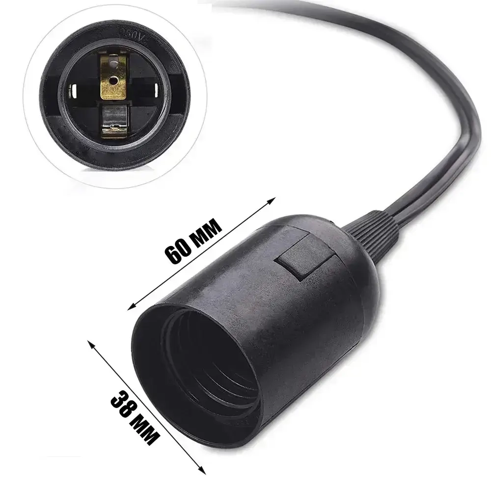 Патрон E27 с проводом и выключателем 1.8м Орбита OT-ELS11 Черный