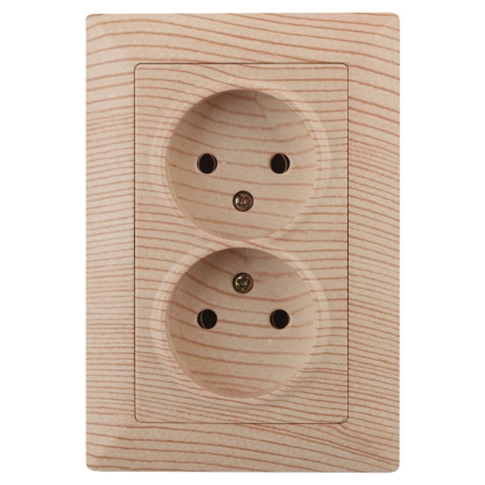 Розетка Intro Solo 4-204-11 без заземления двойная 2х2P 16А-250В IP20 СУ сосна | Intro Solo