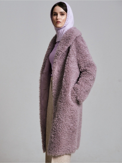 Шуба женская чебурашка тедди эко, сиреневая, SilverFox